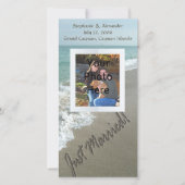 Faire-part Ecriture de sable sur la plage, juste marié (Devant)