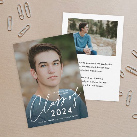 Faire-part Écriture Diplômés Promotion 2 Photo Remise des dip