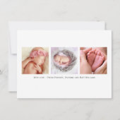 Faire-part Écriture Élégante Gris Bébé Multi Photo Naissance (Dos)