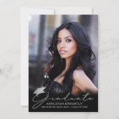 Faire-part Écriture manuscrite de fin d'études noir argent 4  (Devant)