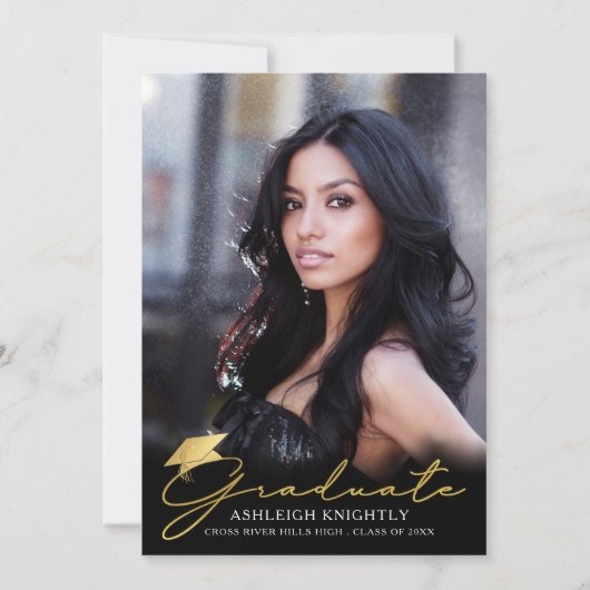 Faire-part Écriture manuscrite de l'or noir 4 photo (Devant)