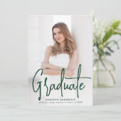 Faire-part Écriture manuscrite Green Script 2 Photo Graduatio (Debout devant)