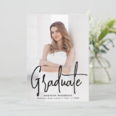 Faire-part Écriture manuscrite noir Script 2 photo Graduation (Debout devant)