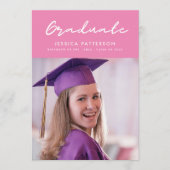 Faire-part Écriture manuscrite rose Diplômé Editable Graduate (Devant)