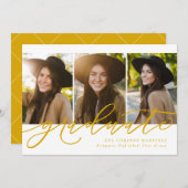 Faire-part Écriture moderne diplômé trois photo médaille d'or (Devant / Derrière)