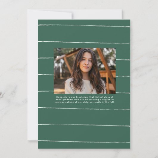 Faire-part Écriture moderne diplômé vert deux diplômes photo (Dos)