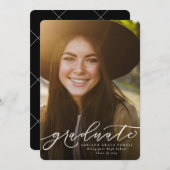 Faire-part Écriture moderne graduation photo simple (Devant / Derrière)