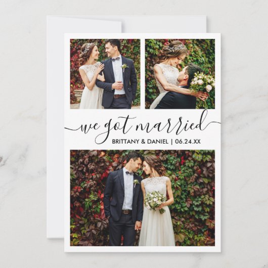 Faire-part Écriture moderne tendance Nous sommes mariés 3 Pho (Devant)