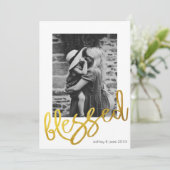 Faire-part Écriture Or moderne béni famille de superposition  (Debout devant)