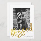 Faire-part Écriture Or moderne béni famille de superposition  (Devant / Derrière)