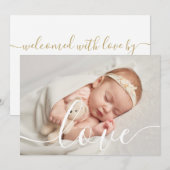 Faire-part Écriture simplement élégante Love Baby Photo Naiss (Devant / Derrière)