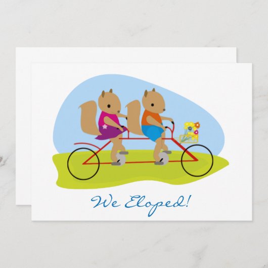 Faire-part Écureuils sur un vélo tandem que nous avons éloppé (Devant / Derrière)