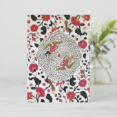 Faire-part EDEN, FLEURS ET OISEAUX Rouge noir blanc floral (Debout devant)