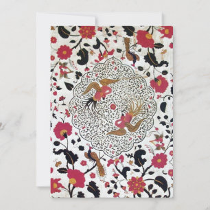 Faire-part EDEN, FLEURS ET OISEAUX Rouge noir blanc floral