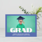 Faire-part Editable Bold Photo Kindergarten Graduation Announ (Debout devant)