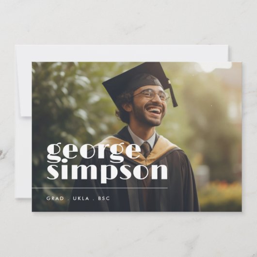 Faire-part Editable Gras Script Grad Gradué Deux Photo (Devant)