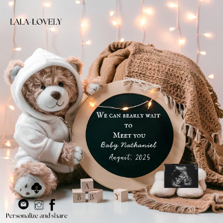 Faire-part Editable neutral pregnancy announcement card