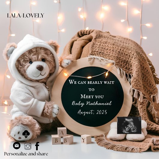 Faire-part Editable neutral pregnancy announcement card