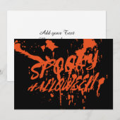 Faire-part Éffrayant Halloween Splash Rétro Rouge Orange Horr (Devant / Derrière)