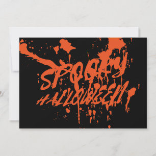 Faire-part Éffrayant Halloween Splash Rétro Rouge Orange Horr