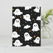 Faire-part Éffrayant mignon Halloween Ghost Nuageux Star Sky (Debout devant)