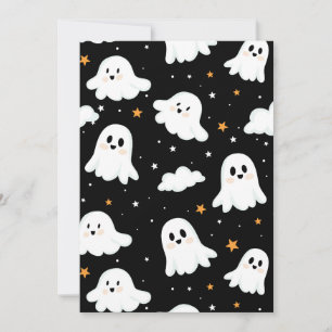Faire-part Éffrayant mignon Halloween Ghost Nuageux Star Sky
