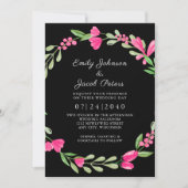 Faire-part Élégance de mariage de verdure florale rose sur no (Devant)