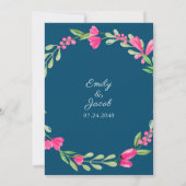 Faire-part Élégance de mariage océan bleu de verdure florale (Dos)