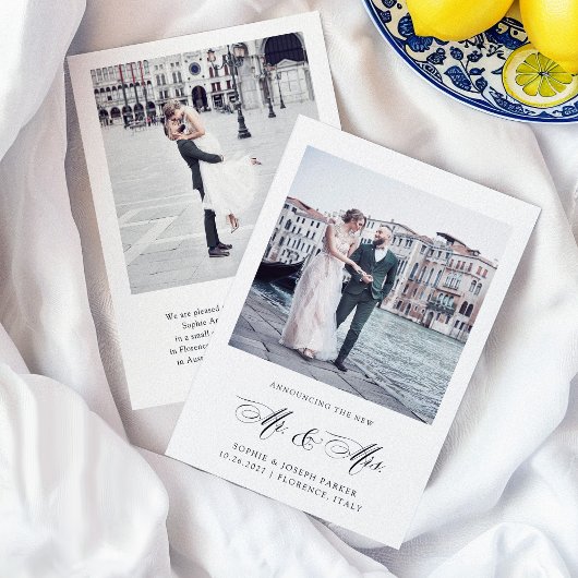 Faire-part Elégance italienne noire et blanche | Mariage phot