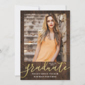 Faire-part Élégance rustique Script moderne Diplôme photo (Devant)