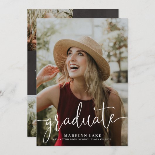 Faire-part Élégant 4ème Photo Vertical 2023 Graduation (Devant / Derrière)