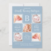 Faire-part Elegant 5 photo Collage nouveau-né bébé garçon nai (Devant)