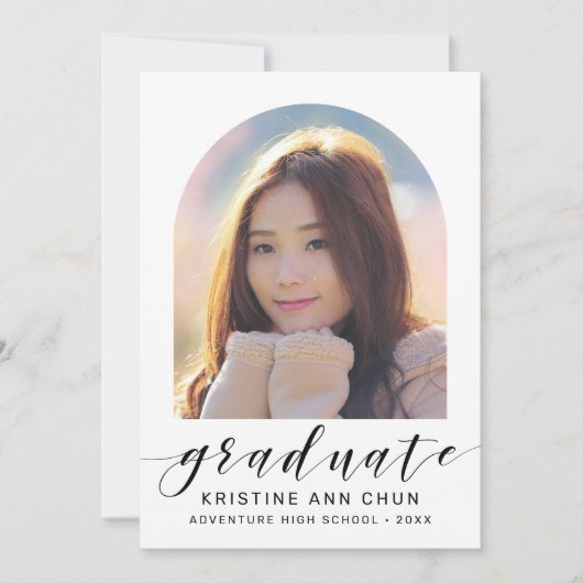 Faire-part Elégant Arc Blanc 2025 - Diplôme Photo (Devant)