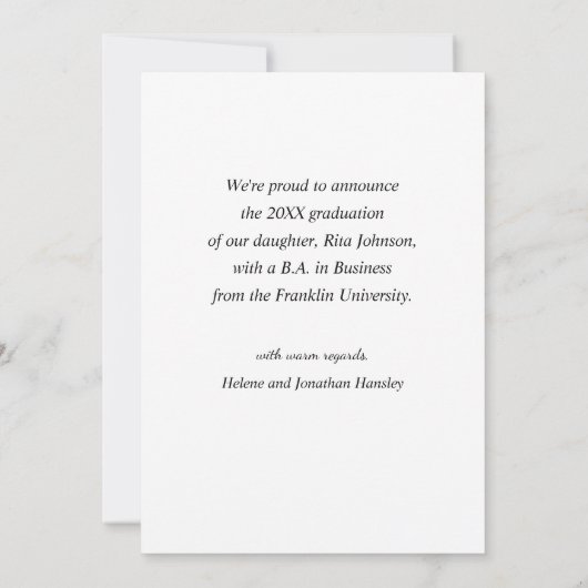 Faire-part Élégant Arc moderne photo Lycée diplôme (Dos)