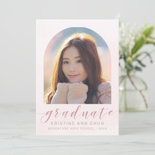 Faire-part Élégant Arc rose-Bleu 2025 (Debout devant)