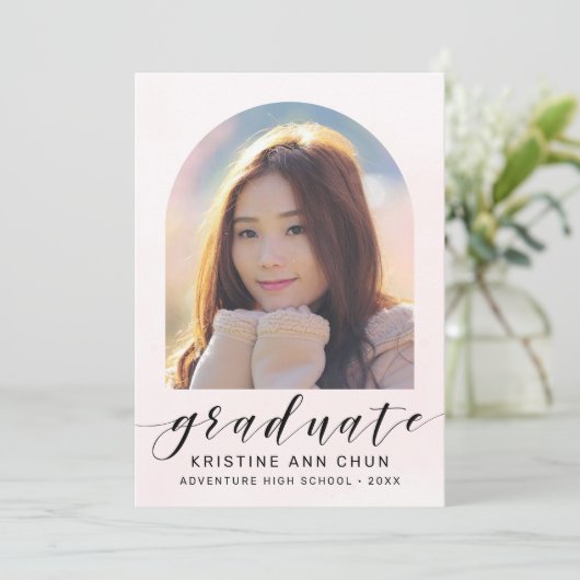 Faire-part Élégant Arc rose-Bleu 2025 (Debout devant)