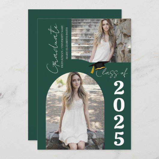 Faire-part Élégant Arch Photo College Lycée Diplôme (Devant / Derrière)