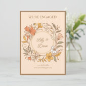Faire-part Élégant Art Nouveau Floral Fiançailles (Debout devant)