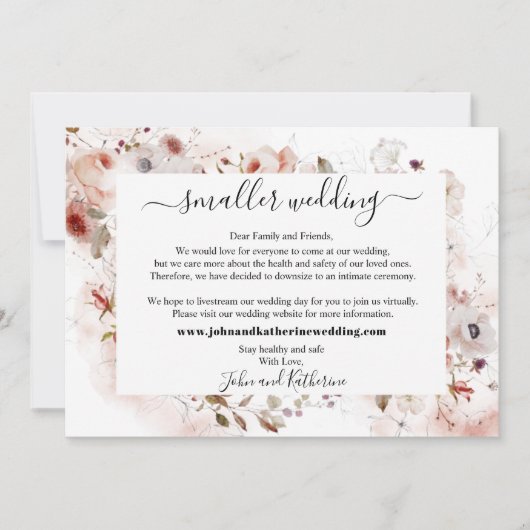 Faire-part Élégant Automne Floral Mariage Virtuel Plus Petit (Devant)