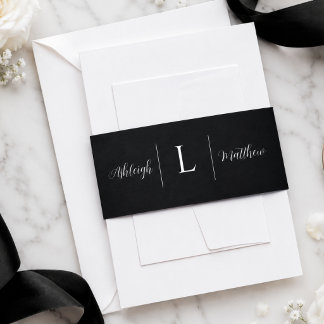 Faire-part Élégant Bandeau de Mariage Noir pour Invitation