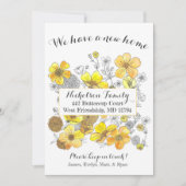 Faire-part Elégant Beurre Jaune Floral Nouvelle adresse (Devant)