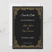 Faire-part Elegant black and gold wedding save the date (Devant)