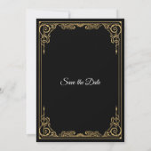 Faire-part Elegant black and gold wedding save the date (Dos)