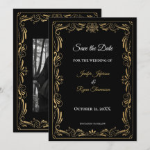 Elegant black and gold wedding save the date