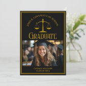 Faire-part Elegant Black Gold Law School Graduation Photo (Debout devant)