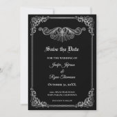 Faire-part Elegant black Gothic wedding save the date (Devant)
