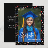 Faire-part Elegant Black Medical Nurse Script Photo Graduate  (Devant / Derrière)