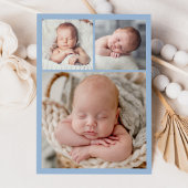 Faire-part Elégant bleu floral Crest Monogramme 4 Photo Naiss