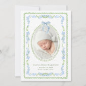 Faire-part Elégant bleu vert aquarelle Cadre photo naissance (Devant)