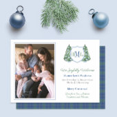 Faire-part Élégant bleu vert de Noël Photo bébé garçon naissa